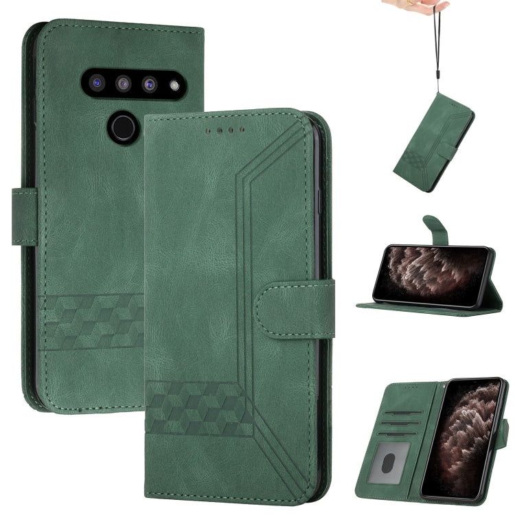For LG V50 ThinQ 5G Cubic Skin Feel Flip Leather Phone Case
