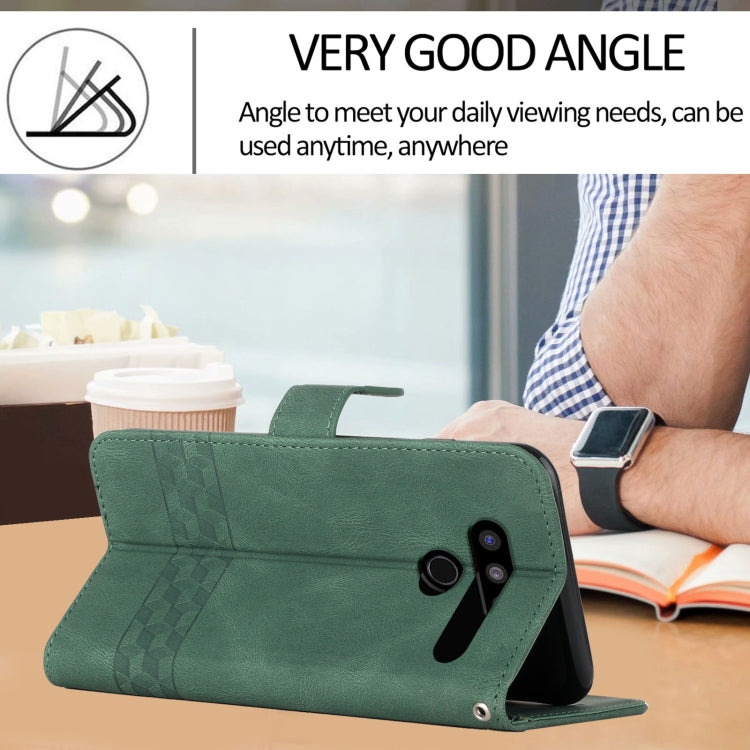 For LG V50 ThinQ 5G Cubic Skin Feel Flip Leather Phone Case
