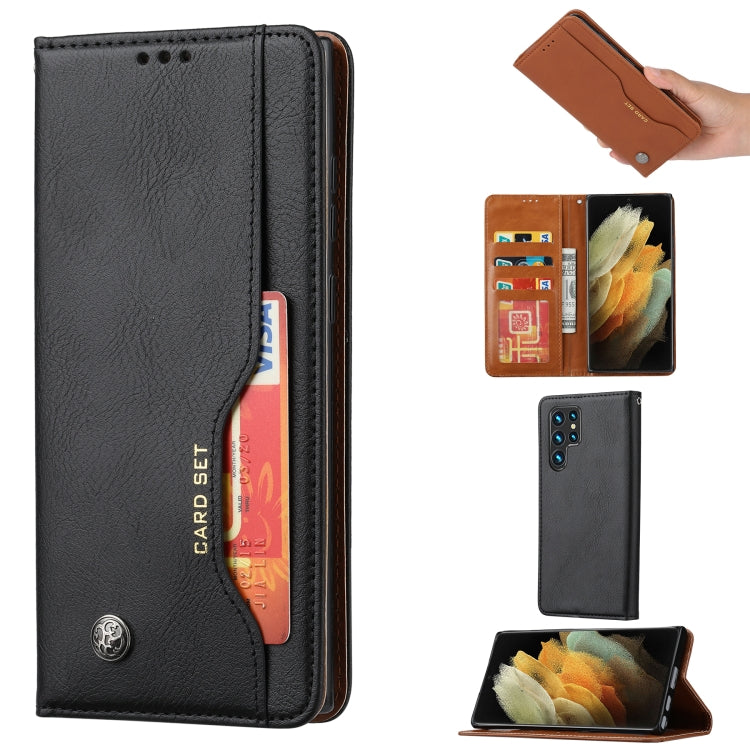 For Samsung Galaxy S22 Ultra 5G Knead Skin Texture Leather Phone Case