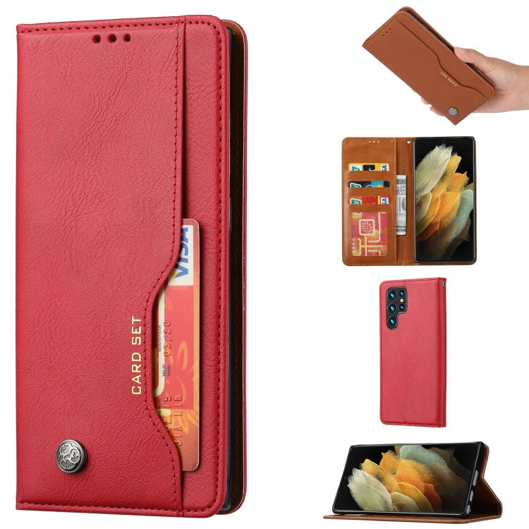 For Samsung Galaxy S22 Ultra 5G Knead Skin Texture Leather Phone Case