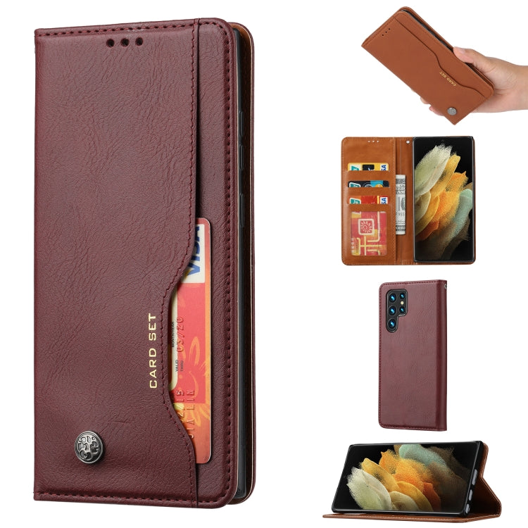 For Samsung Galaxy S22 Ultra 5G Knead Skin Texture Leather Phone Case
