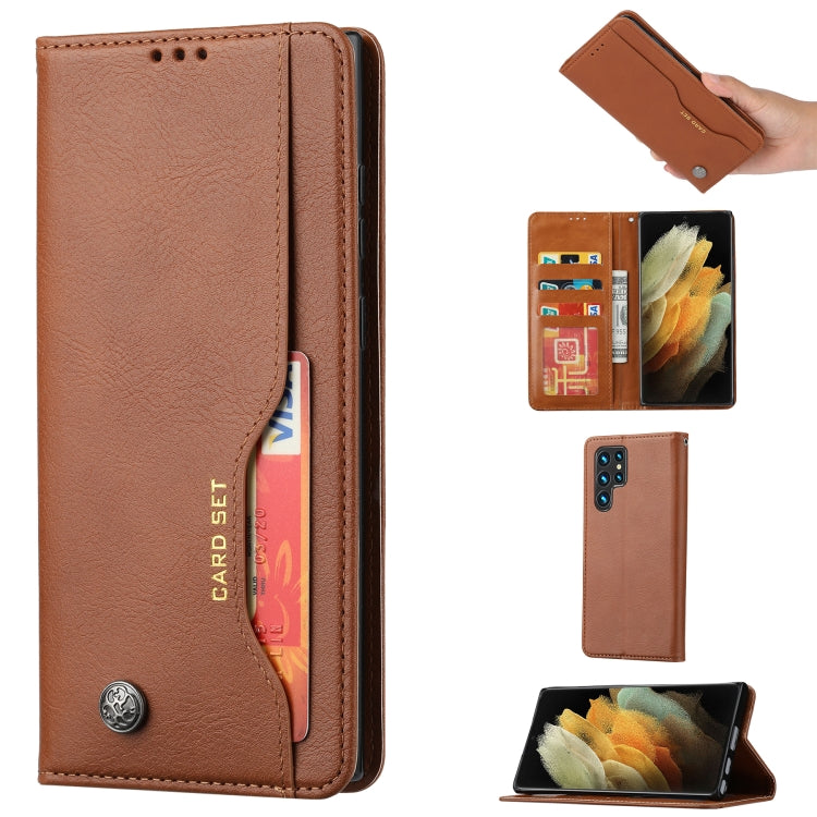 For Samsung Galaxy S22 Ultra 5G Knead Skin Texture Leather Phone Case