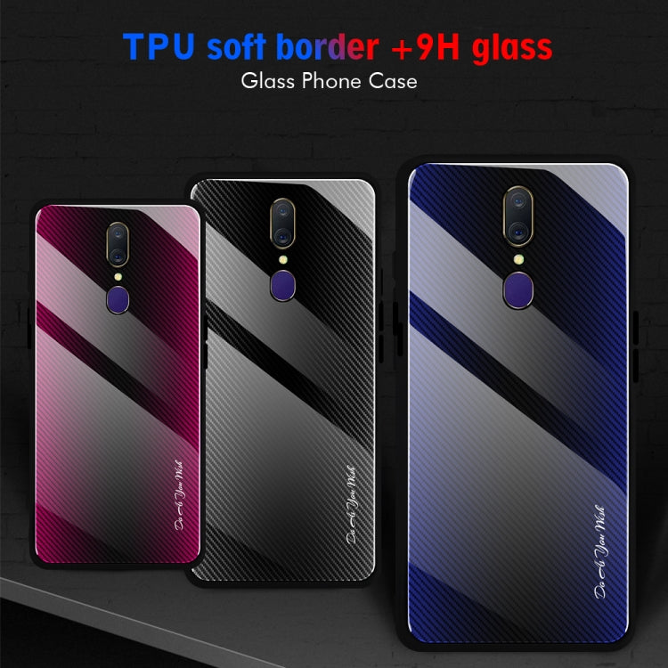 For OPPO F11 / A9 Texture Gradient Glass Protective Case