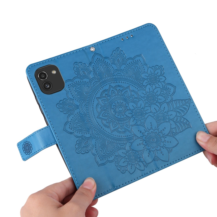 For Samsung Galaxy A03 EU Version 7-petal Flowers Embossing Pattern Horizontal Flip CasePhone Case