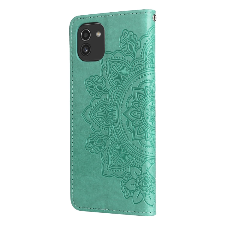 For Samsung Galaxy A03 EU Version 7-petal Flowers Embossing Pattern Horizontal Flip CasePhone Case