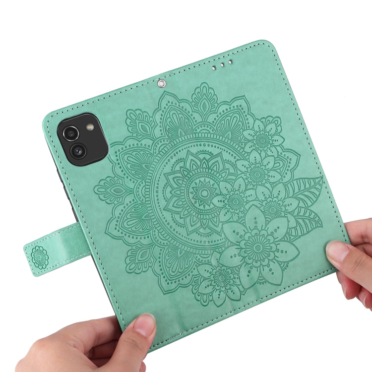 For Samsung Galaxy A03 EU Version 7-petal Flowers Embossing Pattern Horizontal Flip CasePhone Case