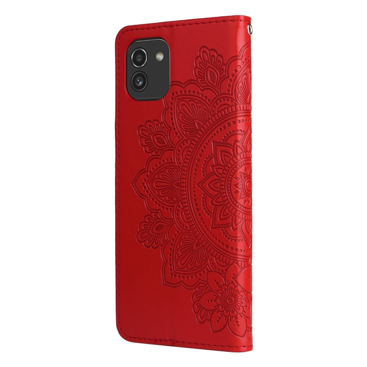 For Samsung Galaxy A03 EU Version 7-petal Flowers Embossing Pattern Horizontal Flip CasePhone Case