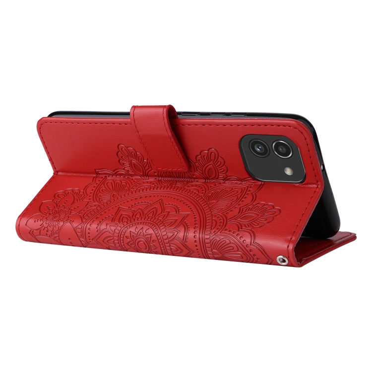 For Samsung Galaxy A03 EU Version 7-petal Flowers Embossing Pattern Horizontal Flip CasePhone Case