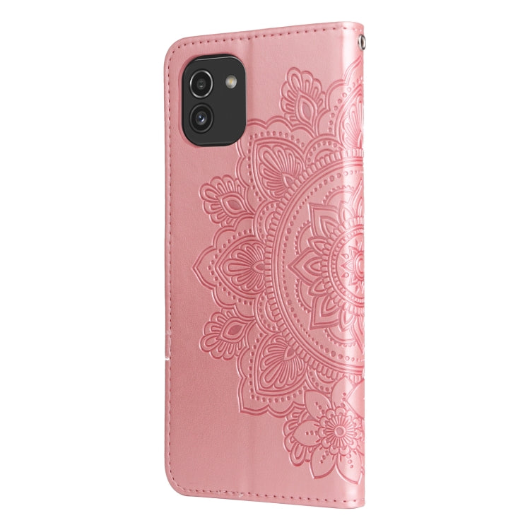 For Samsung Galaxy A03 EU Version 7-petal Flowers Embossing Pattern Horizontal Flip CasePhone Case