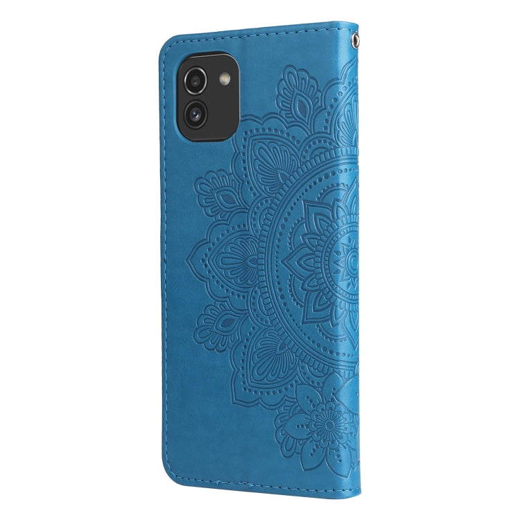 For Samsung Galaxy A03 Global 7-petal Flowers Embossing Pattern Horizontal Flip CasePhone Case