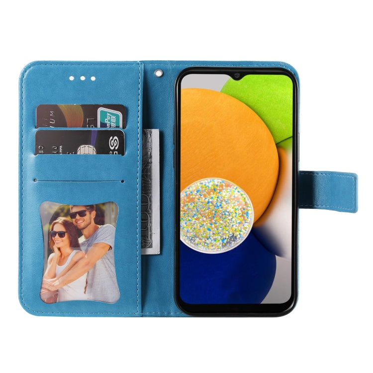 For Samsung Galaxy A03 Global 7-petal Flowers Embossing Pattern Horizontal Flip CasePhone Case