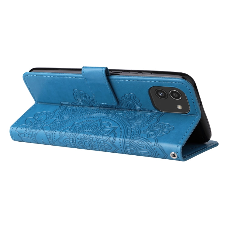For Samsung Galaxy A03 Global 7-petal Flowers Embossing Pattern Horizontal Flip CasePhone Case