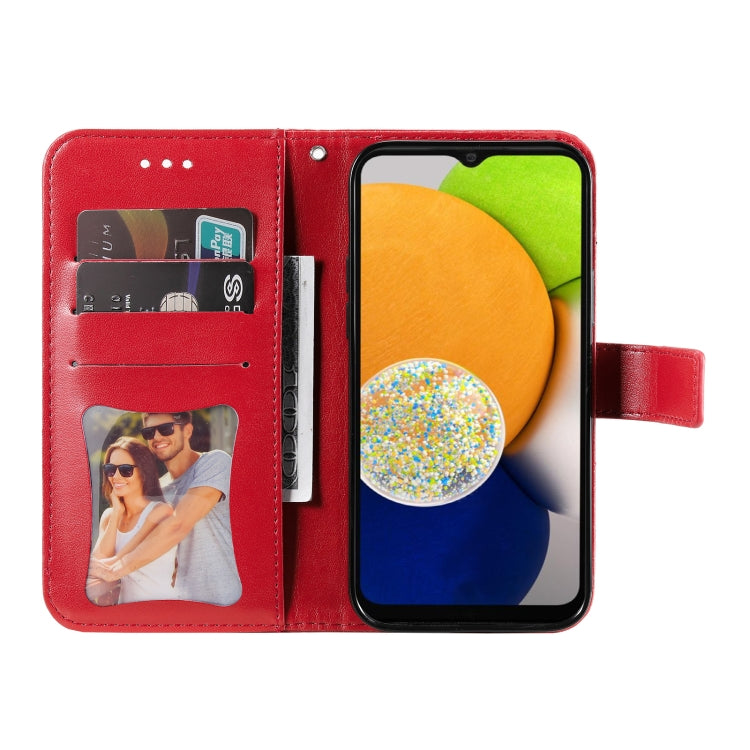 For Samsung Galaxy A03 Global 7-petal Flowers Embossing Pattern Horizontal Flip CasePhone Case