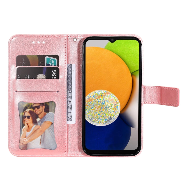 For Samsung Galaxy A03 Global 7-petal Flowers Embossing Pattern Horizontal Flip CasePhone Case