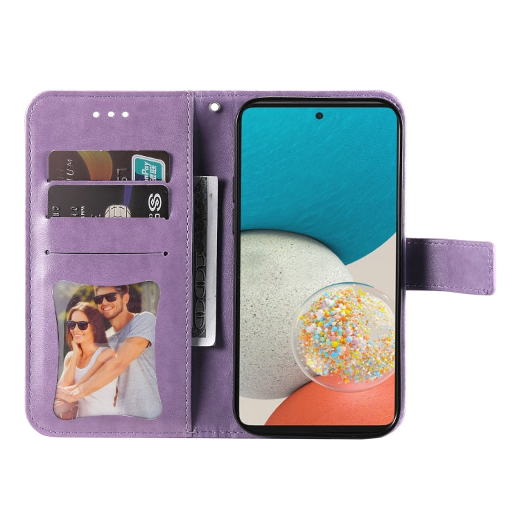 For Samsung Galaxy A53 5G 7-petal Flowers Embossing Pattern Horizontal Flip CasePhone Case
