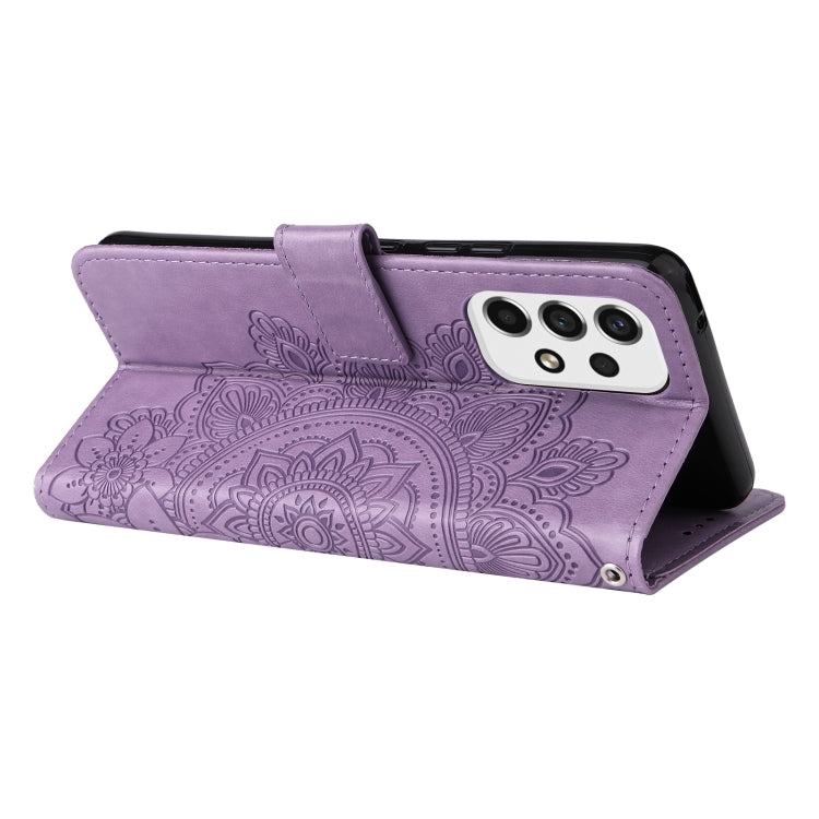 For Samsung Galaxy A53 5G 7-petal Flowers Embossing Pattern Horizontal Flip CasePhone Case