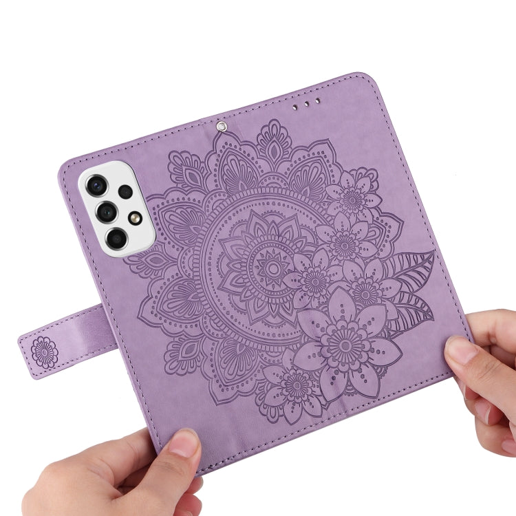 For Samsung Galaxy A53 5G 7-petal Flowers Embossing Pattern Horizontal Flip CasePhone Case