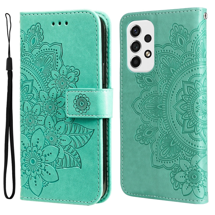 For Samsung Galaxy A53 5G 7-petal Flowers Embossing Pattern Horizontal Flip CasePhone Case