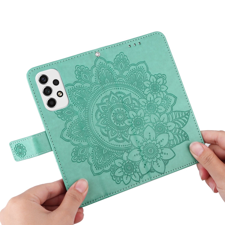 For Samsung Galaxy A53 5G 7-petal Flowers Embossing Pattern Horizontal Flip CasePhone Case