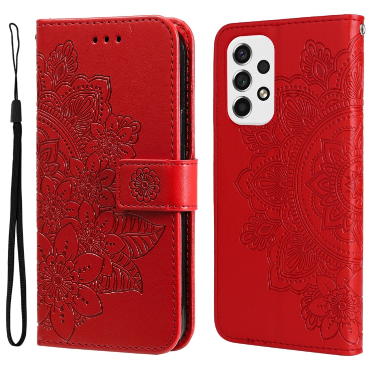 For Samsung Galaxy A53 5G 7-petal Flowers Embossing Pattern Horizontal Flip CasePhone Case