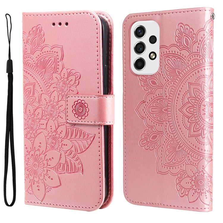 For Samsung Galaxy A53 5G 7-petal Flowers Embossing Pattern Horizontal Flip CasePhone Case