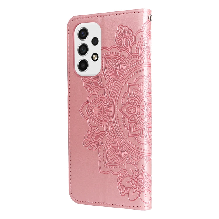 For Samsung Galaxy A53 5G 7-petal Flowers Embossing Pattern Horizontal Flip CasePhone Case