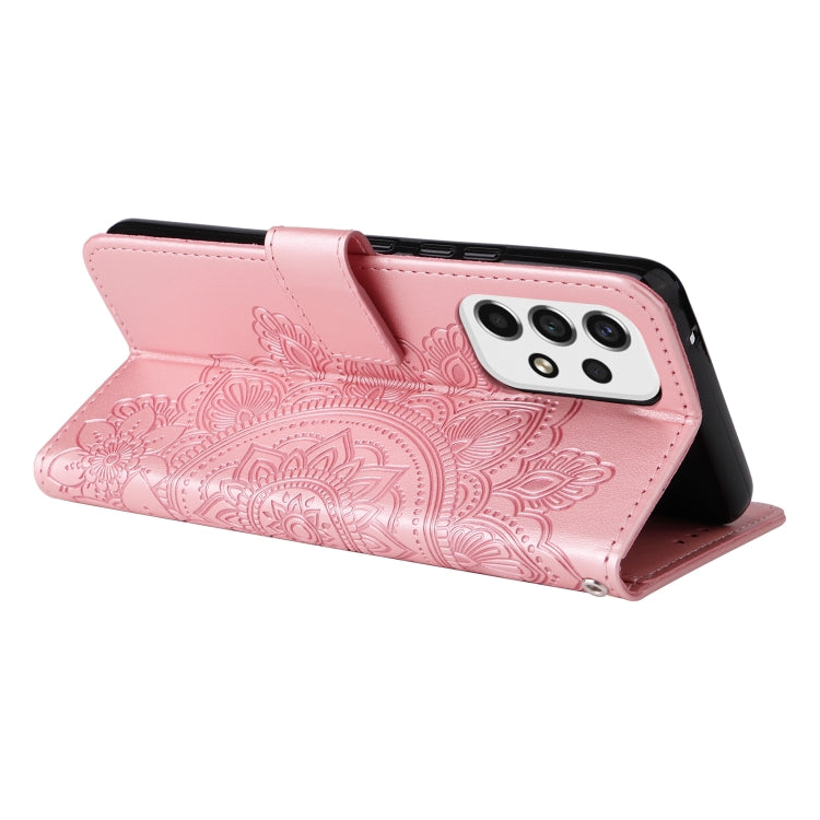 For Samsung Galaxy A53 5G 7-petal Flowers Embossing Pattern Horizontal Flip CasePhone Case
