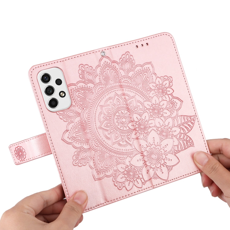 For Samsung Galaxy A53 5G 7-petal Flowers Embossing Pattern Horizontal Flip CasePhone Case