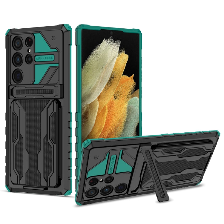 For Samsung Galaxy S22 Ultra 5G Armor Card PC + TPU Phone Case