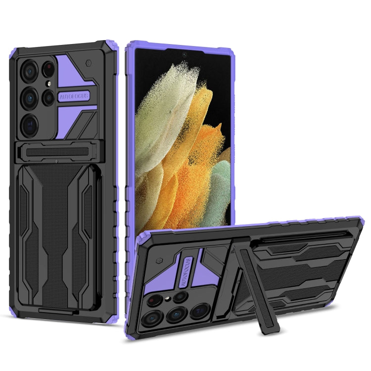 For Samsung Galaxy S22 Ultra 5G Armor Card PC + TPU Phone Case