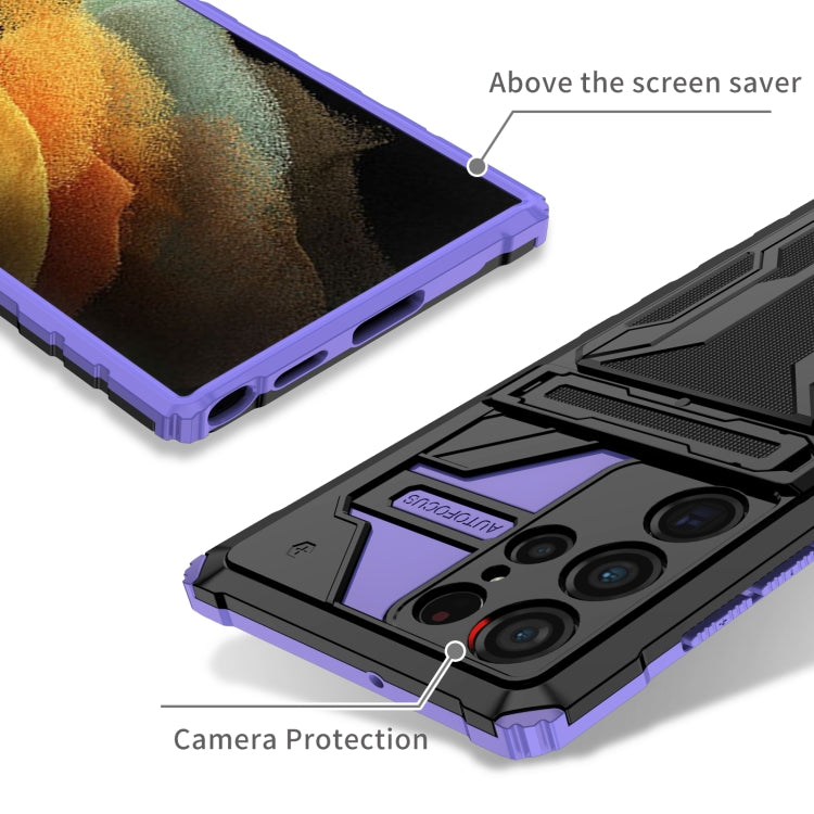 For Samsung Galaxy S22 Ultra 5G Armor Card PC + TPU Phone Case