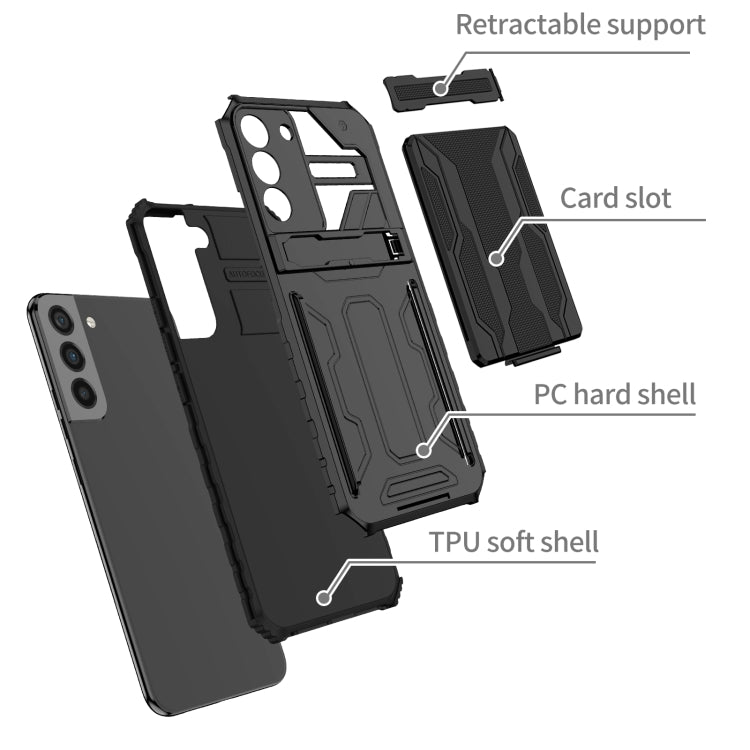 For Samsung Galaxy S22+ 5G Armor Card PC + TPU Phone Case