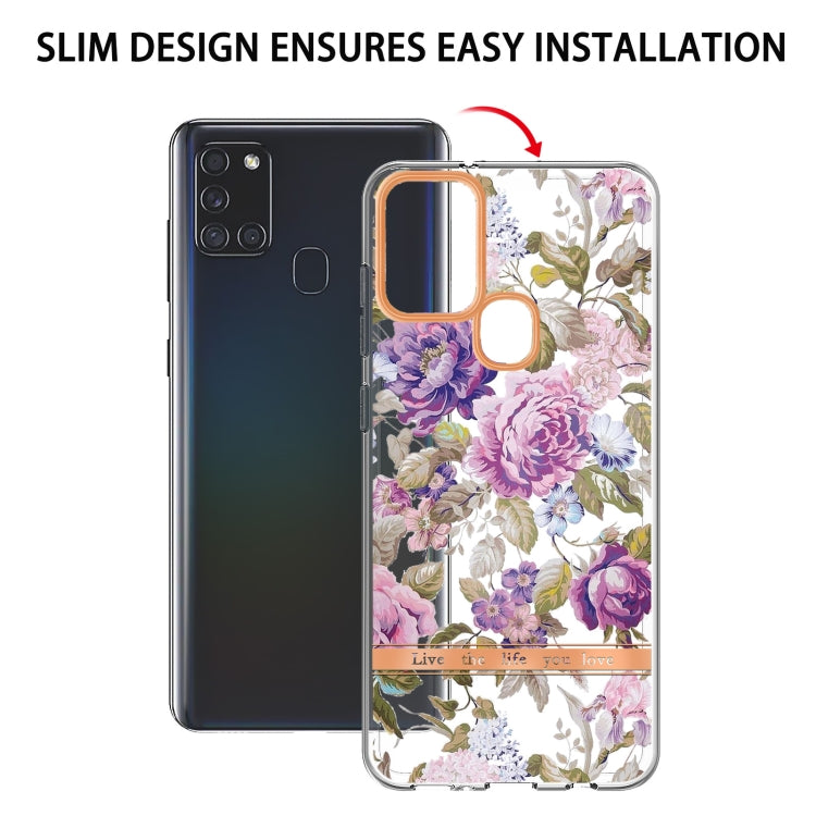 For Samsung Galaxy A21s Flowers and Plants Series IMD TPU Phone Case