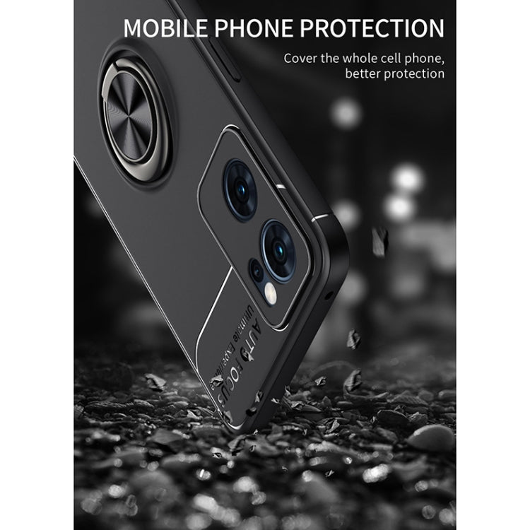 For OPPO Reno7 5G Metal Ring Holder 360 Degree Rotating TPU Phone Case