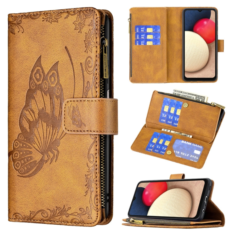 For Samsung Galaxy A03s 166mm Flying Butterfly Zipper Leather Phone Case