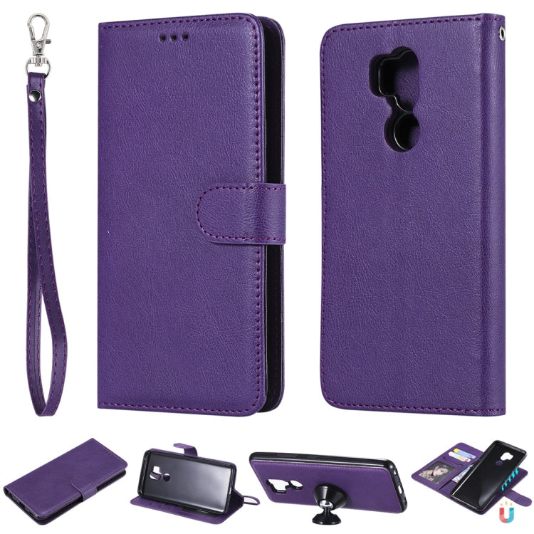 For LG G7 ThinQ Solid Color Horizontal Flip Protective Case with Holder & Card Slots & Wallet & Photo Frame & Lanyard