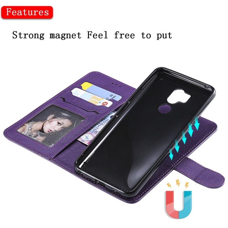 For LG G7 ThinQ Solid Color Horizontal Flip Protective Case with Holder & Card Slots & Wallet & Photo Frame & Lanyard