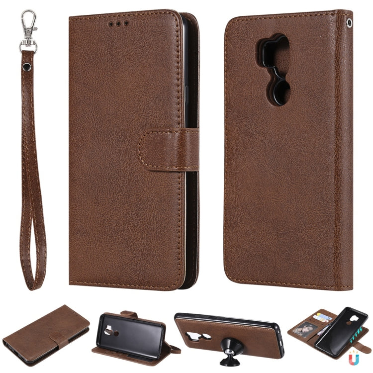 For LG G7 ThinQ Solid Color Horizontal Flip Protective Case with Holder & Card Slots & Wallet & Photo Frame & Lanyard
