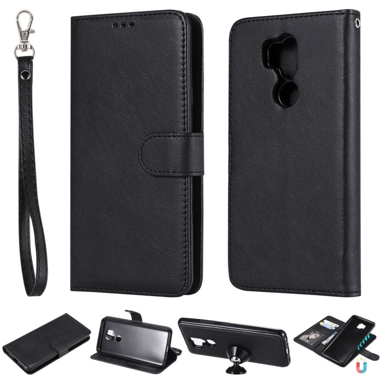For LG G7 ThinQ Solid Color Horizontal Flip Protective Case with Holder & Card Slots & Wallet & Photo Frame & Lanyard