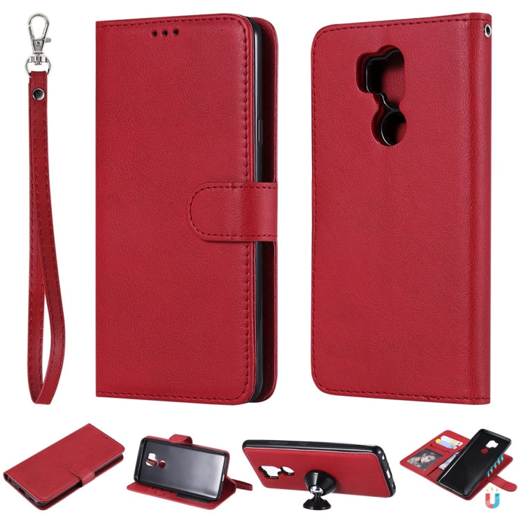 For LG G7 ThinQ Solid Color Horizontal Flip Protective Case with Holder & Card Slots & Wallet & Photo Frame & Lanyard