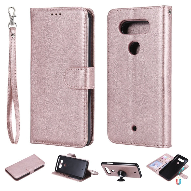 For LG G8 ThinQ Solid Color Horizontal Flip Protective Case with Holder & Card Slots & Wallet & Photo Frame & Lanyard
