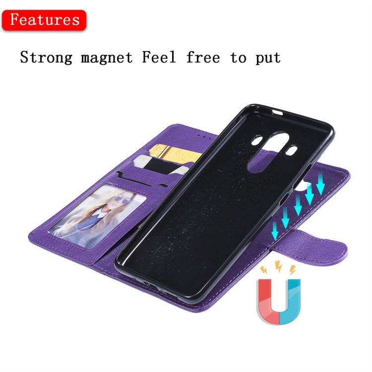 For Huawei Mate 10 Pro Solid Color Horizontal Flip Protective Case with Holder & Card Slots & Wallet & Photo Frame & Lanyard