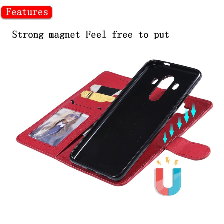 For Huawei Mate 10 Pro Solid Color Horizontal Flip Protective Case with Holder & Card Slots & Wallet & Photo Frame & Lanyard