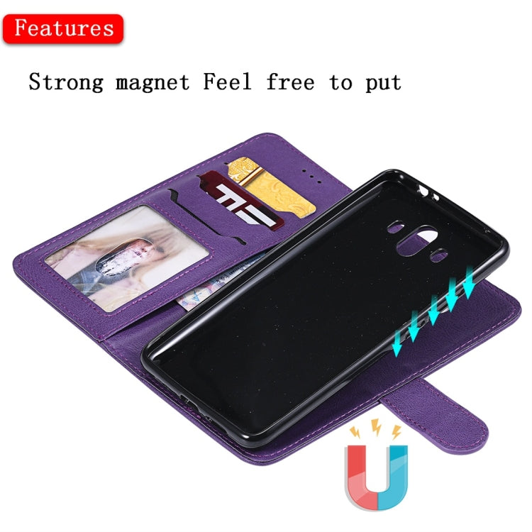 For Huawei Mate 10 Solid Color Horizontal Flip Protective Case with Holder & Card Slots & Wallet & Photo Frame & Lanyard