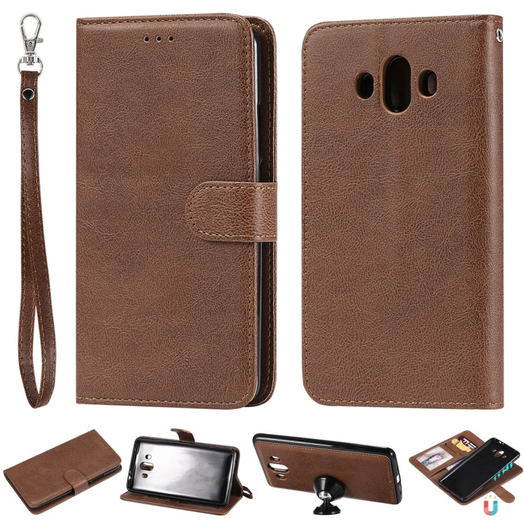 For Huawei Mate 10 Solid Color Horizontal Flip Protective Case with Holder & Card Slots & Wallet & Photo Frame & Lanyard