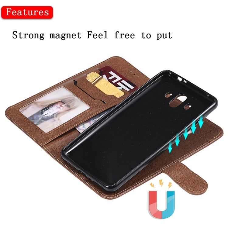 For Huawei Mate 10 Solid Color Horizontal Flip Protective Case with Holder & Card Slots & Wallet & Photo Frame & Lanyard