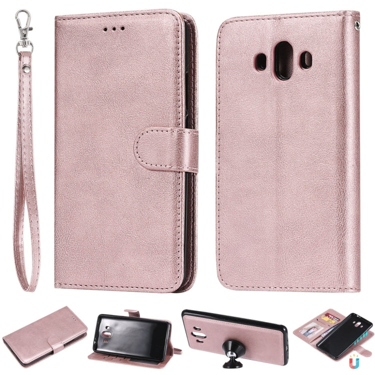 For Huawei Mate 10 Solid Color Horizontal Flip Protective Case with Holder & Card Slots & Wallet & Photo Frame & Lanyard