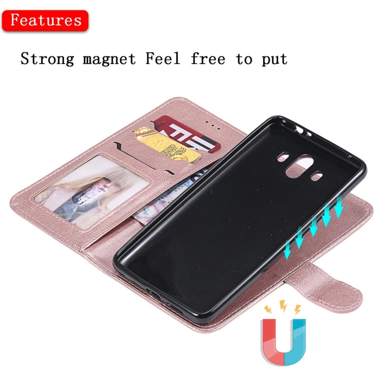 For Huawei Mate 10 Solid Color Horizontal Flip Protective Case with Holder & Card Slots & Wallet & Photo Frame & Lanyard