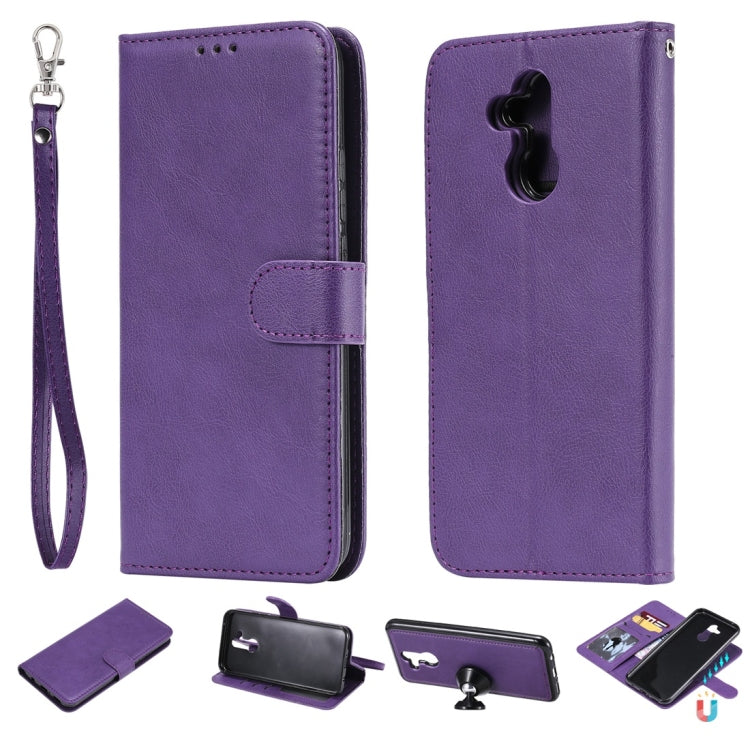 For Huawei Mate 20 Lite Solid Color Horizontal Flip Protective Case with Holder & Card Slots & Wallet & Photo Frame & Lanyard
