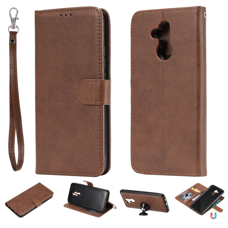 For Huawei Mate 20 Lite Solid Color Horizontal Flip Protective Case with Holder & Card Slots & Wallet & Photo Frame & Lanyard
